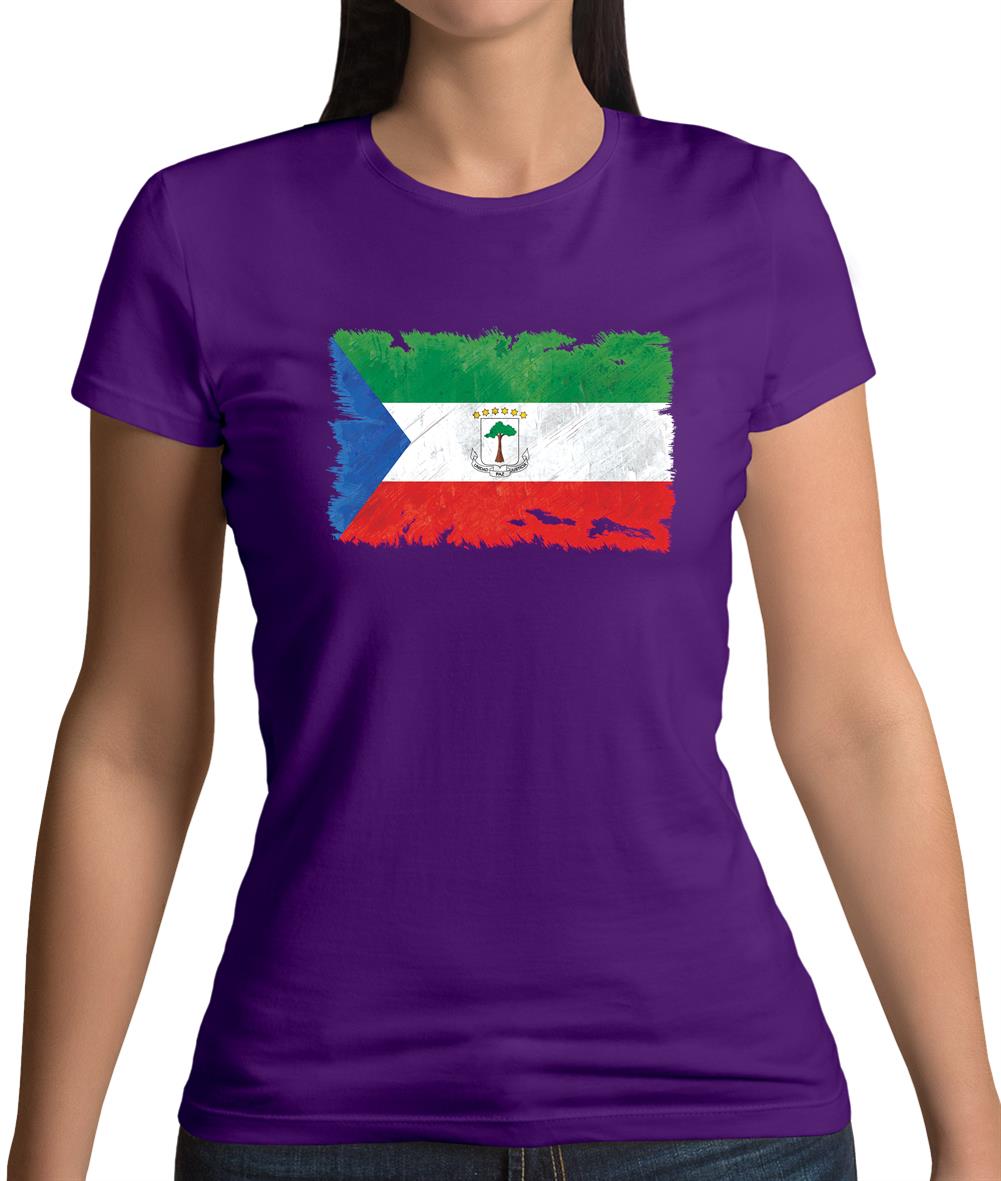 Equatorial Guinea Grunge Style Flag Womens T-Shirt