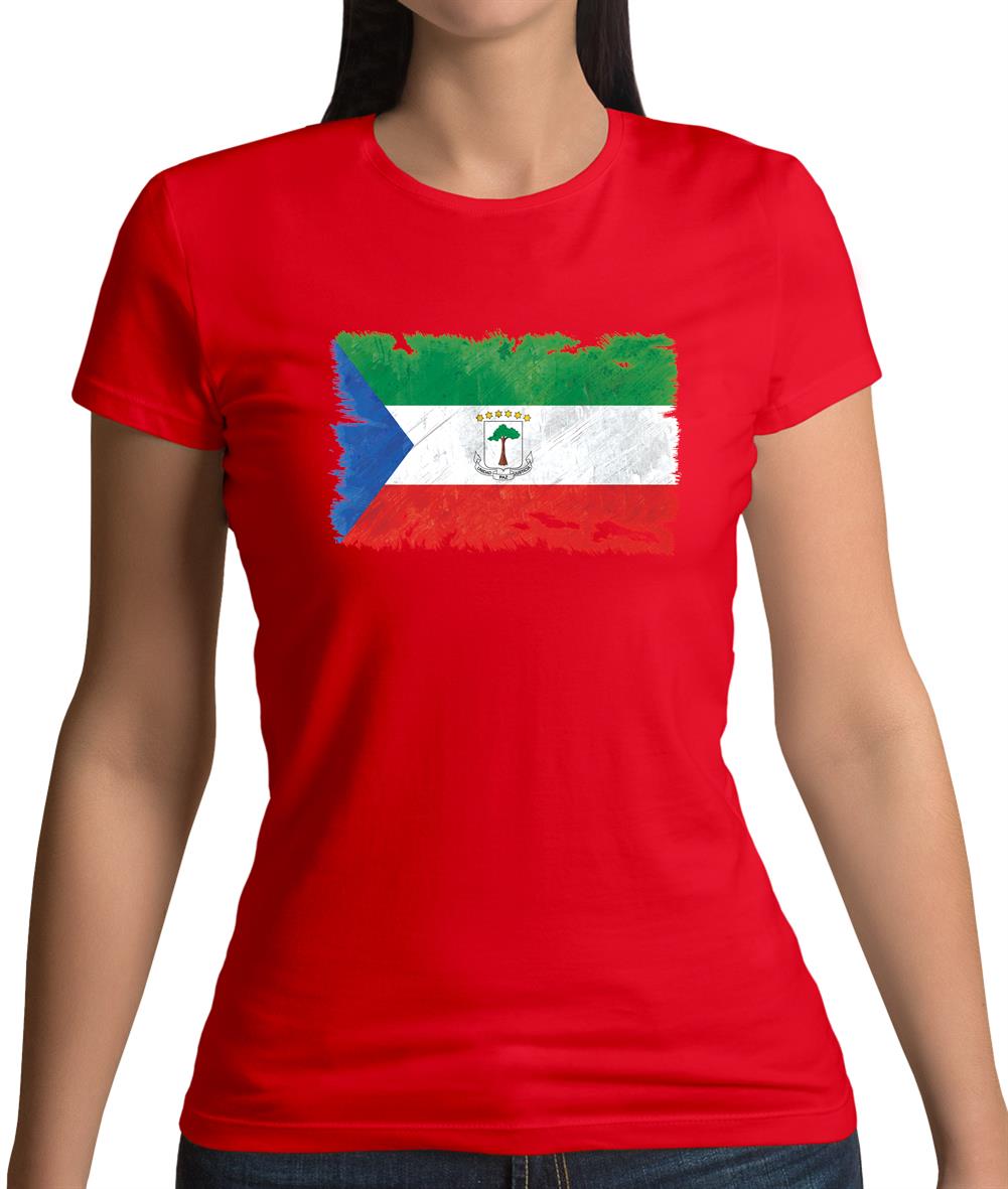 Equatorial Guinea Grunge Style Flag Womens T-Shirt