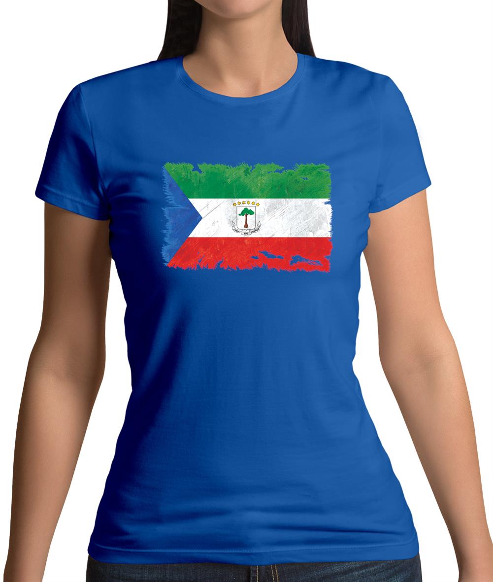 Equatorial Guinea Grunge Style Flag Womens T-Shirt