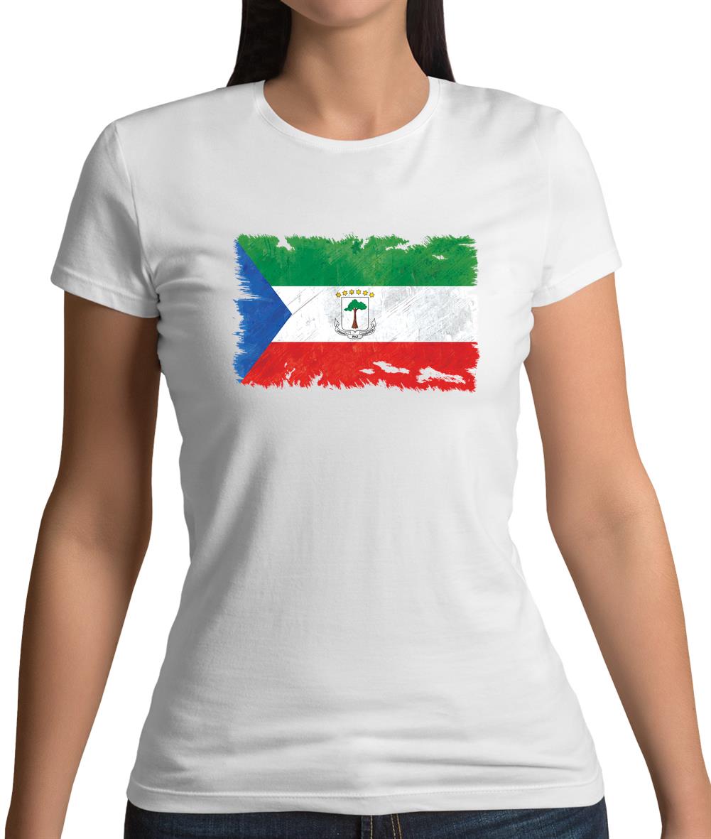 Equatorial Guinea Grunge Style Flag Womens T-Shirt