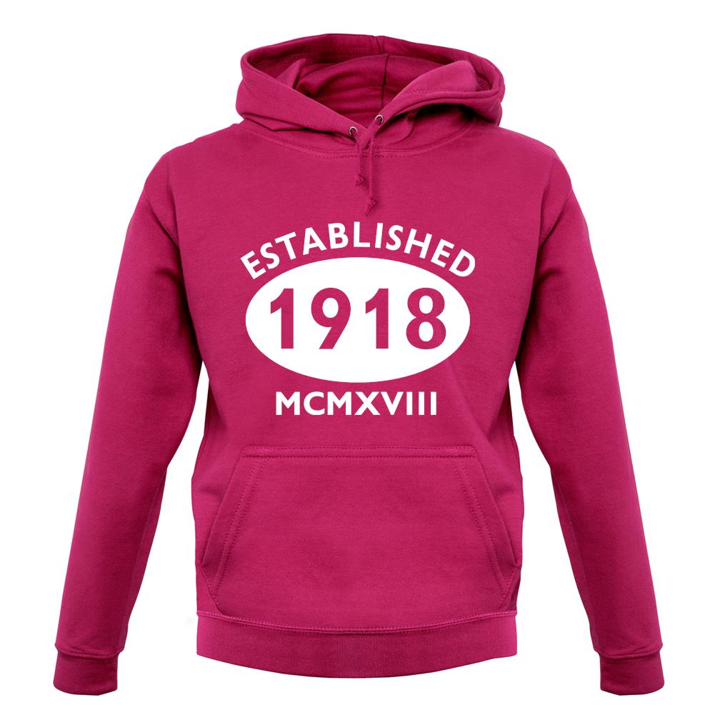 Established 1918 Roman Numerals unisex hoodie