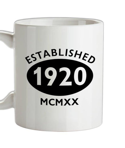 Established Roman Numerals Birthday 1920 Ceramic Mug
