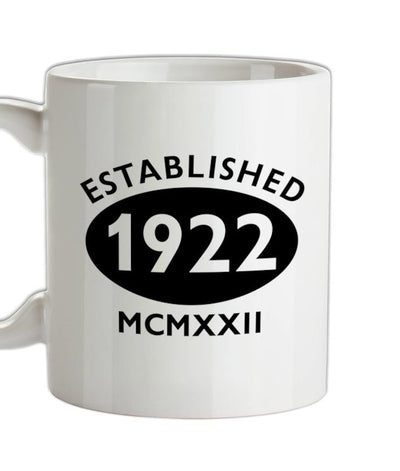 Established Roman Numerals Birthday 1922 Ceramic Mug