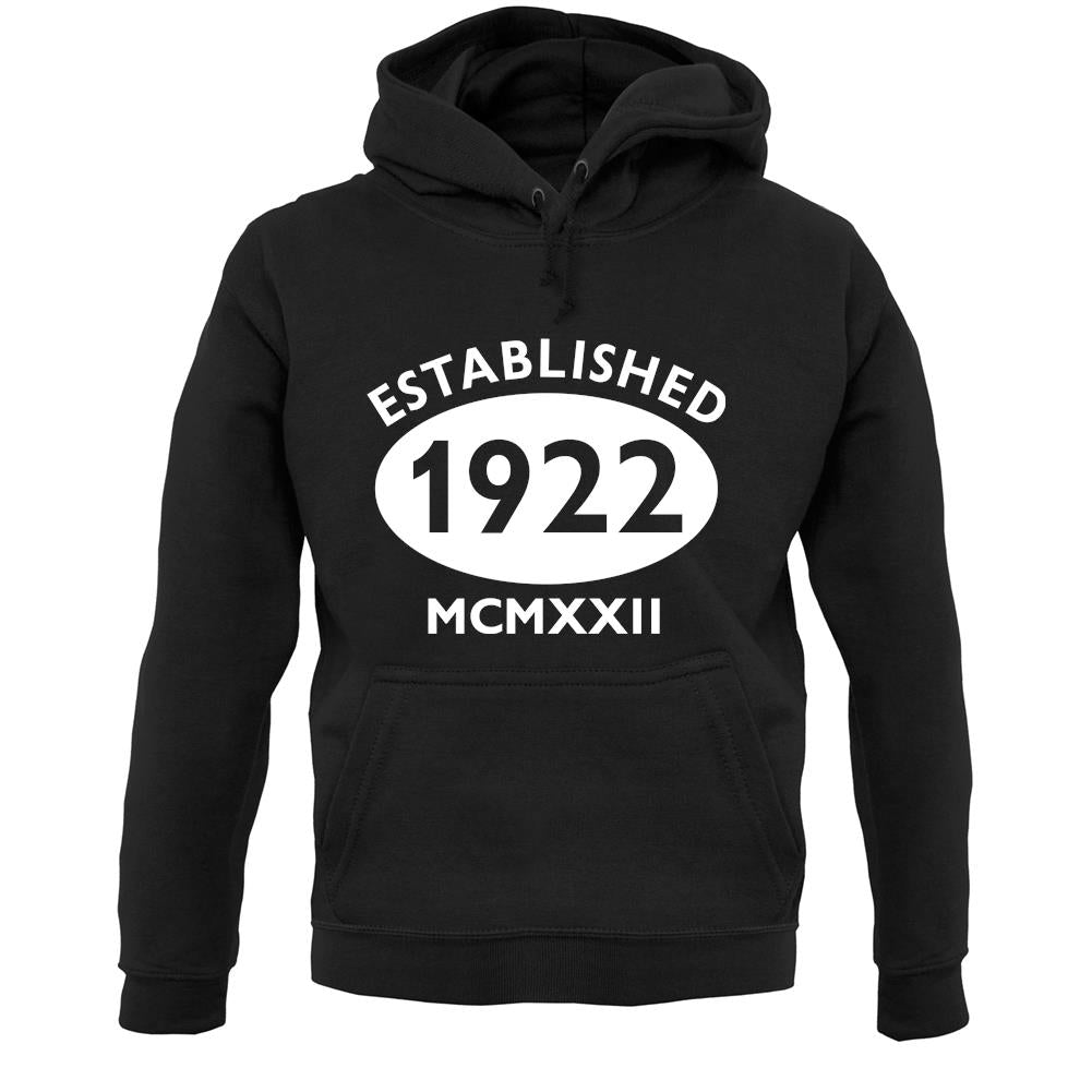 Established 1922 Roman Numerals Unisex Hoodie