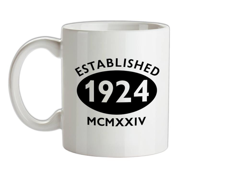 Established Roman Numerals Birthday 1924 Ceramic Mug