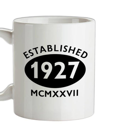 Established Roman Numerals Birthday 1927 Ceramic Mug