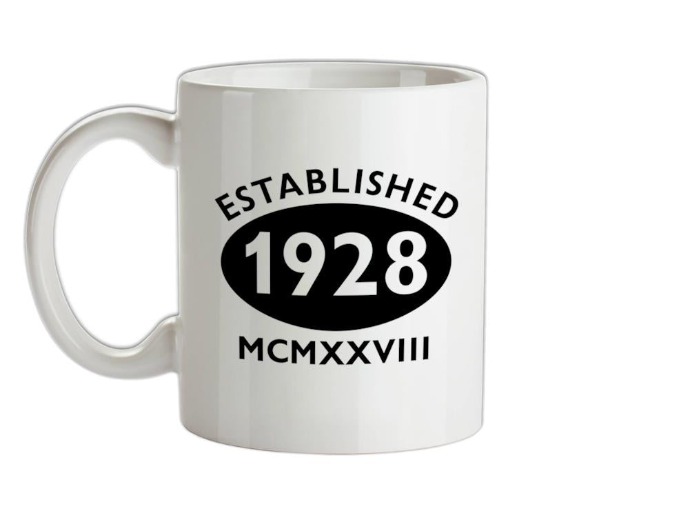 Established Roman Numerals Birthday 1928 Ceramic Mug