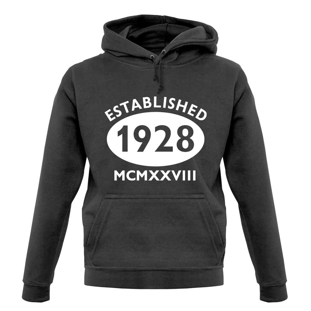 Established 1928 Roman Numerals unisex hoodie