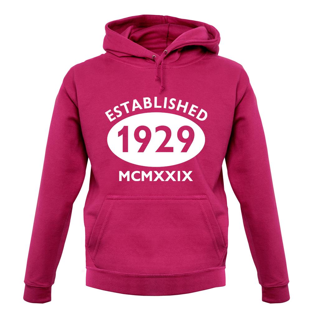 Established 1929 Roman Numerals unisex hoodie