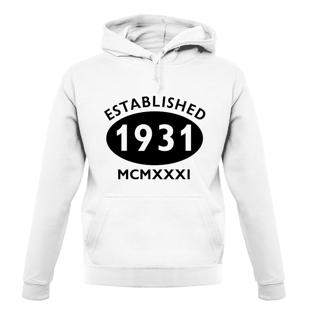 Established 1931 Roman Numerals unisex hoodie