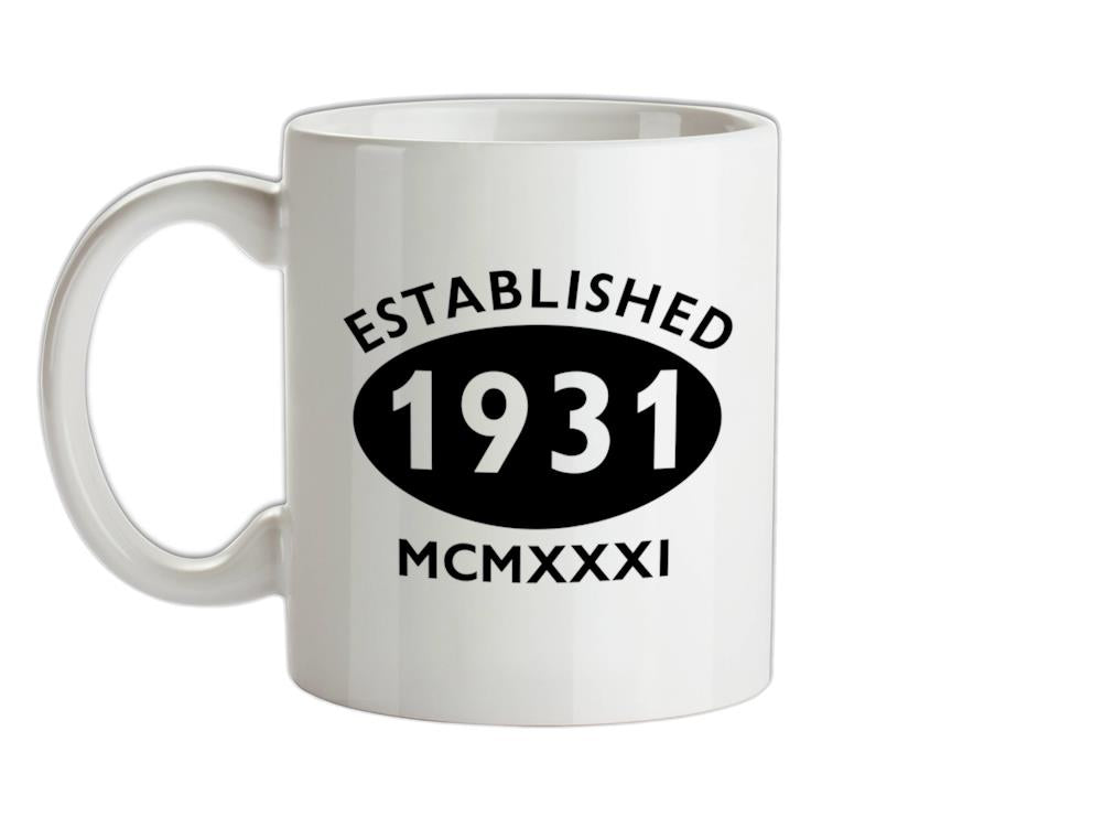 Established Roman Numerals Birthday 1931 Ceramic Mug