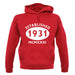 Established 1931 Roman Numerals unisex hoodie