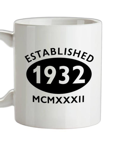 Established Roman Numerals Birthday 1932 Ceramic Mug