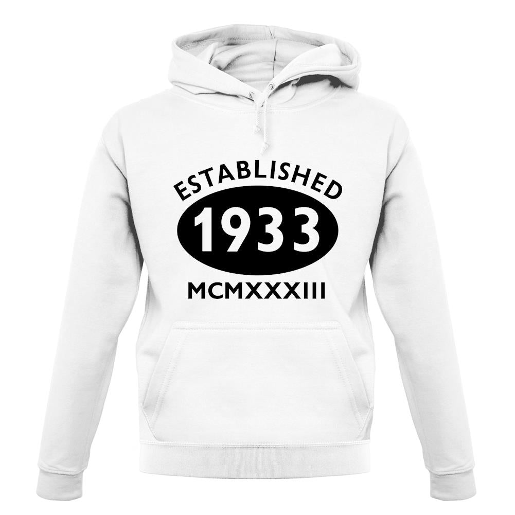 Established 1933 Roman Numerals unisex hoodie