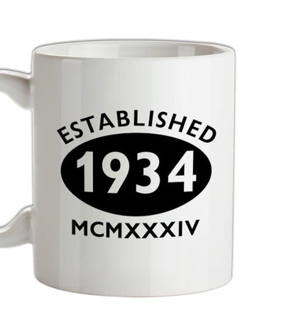 Established Roman Numerals Birthday 1934 Ceramic Mug