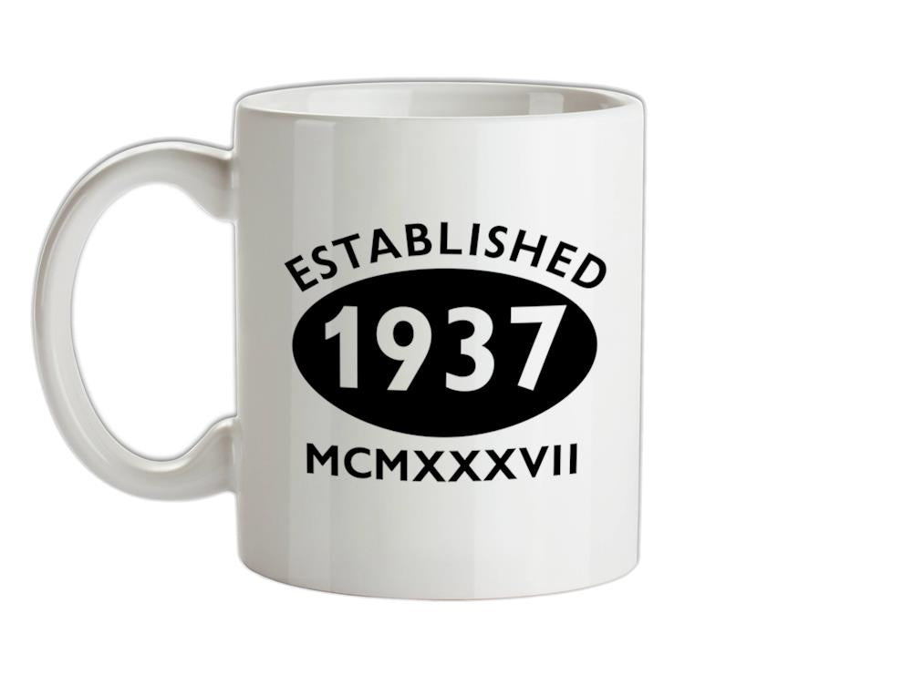 Established Roman Numerals Birthday 1937 Ceramic Mug