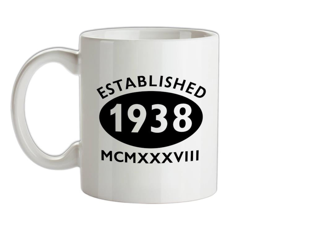 Established Roman Numerals Birthday 1938 Ceramic Mug