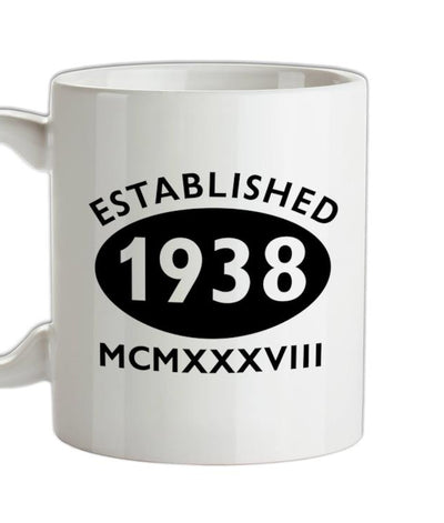 Established Roman Numerals Birthday 1938 Ceramic Mug