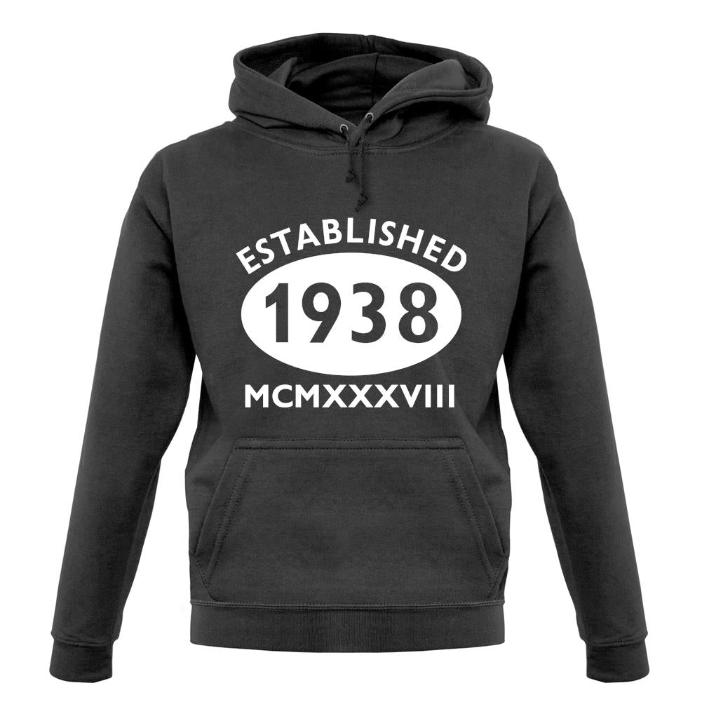 Established 1938 Roman Numerals unisex hoodie