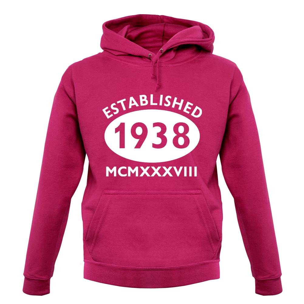 Established 1938 Roman Numerals unisex hoodie