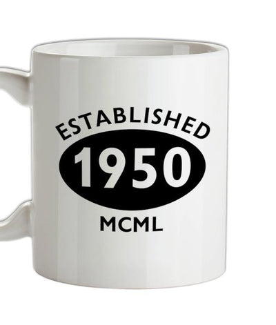 Established 1950 Roman Numerals Ceramic Mug