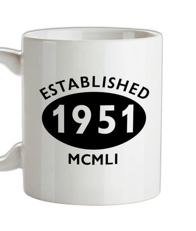 Established Roman Numerals Birthday 1951 Ceramic Mug