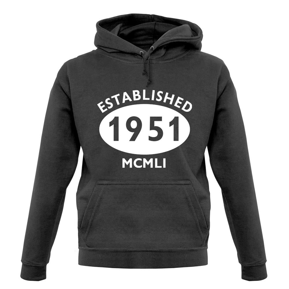 Established 1951 Roman Numerals unisex hoodie