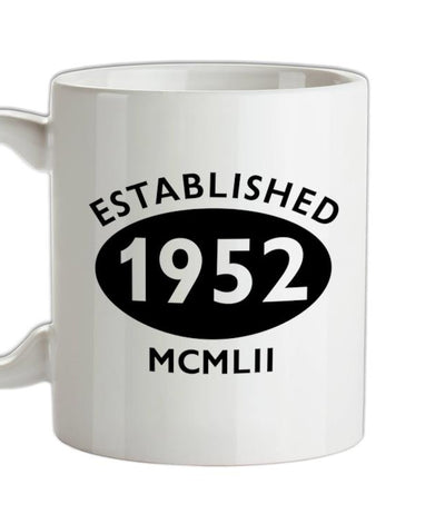Established Roman Numerals Birthday 1952 Ceramic Mug