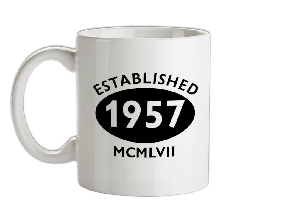 Established Roman Numerals Birthday 1957 Ceramic Mug