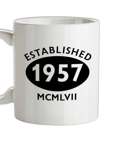 Established Roman Numerals Birthday 1957 Ceramic Mug