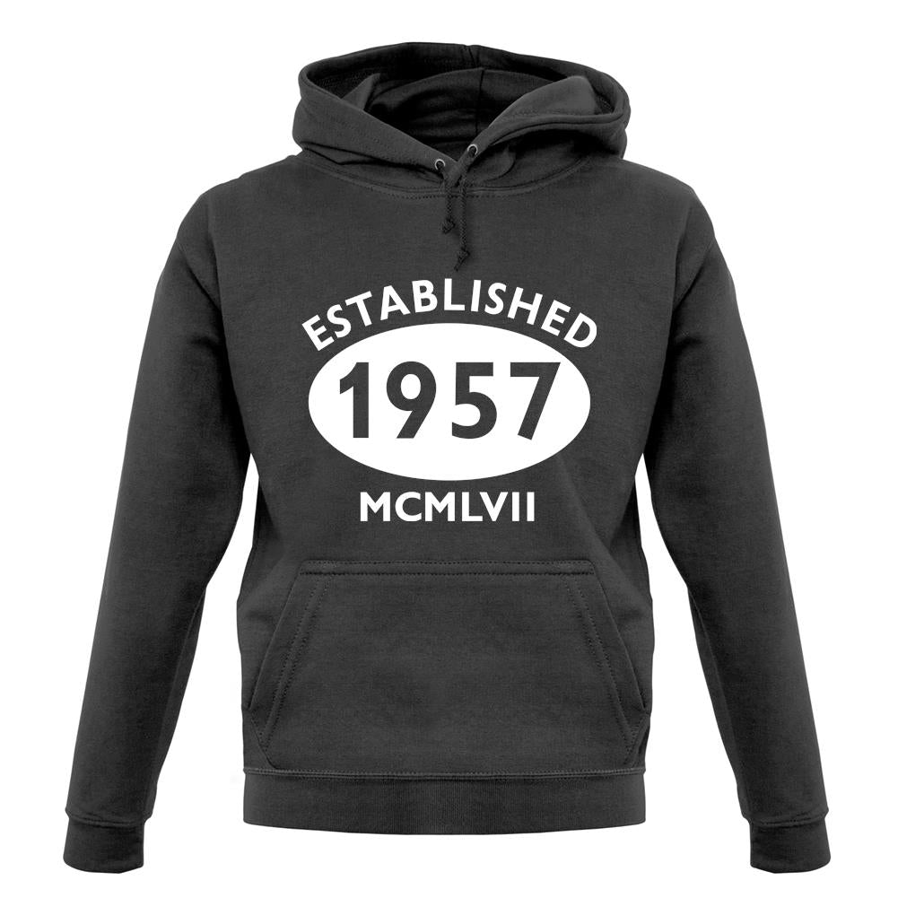 Established 1957 Roman Numerals unisex hoodie