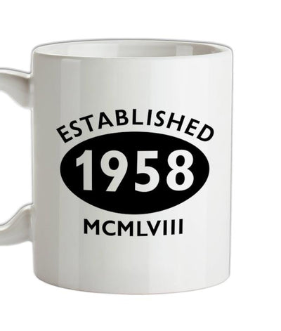 Established Roman Numerals Birthday 1958 Ceramic Mug