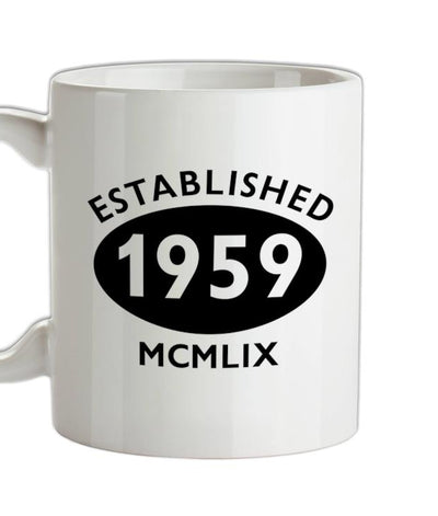 Established Roman Numerals Birthday 1959 Ceramic Mug