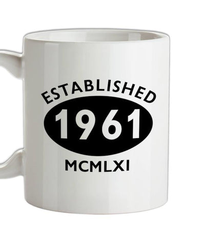 Established Roman Numerals Birthday 1961 Ceramic Mug