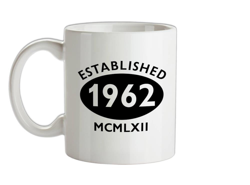Established Roman Numerals Birthday 1962 Ceramic Mug