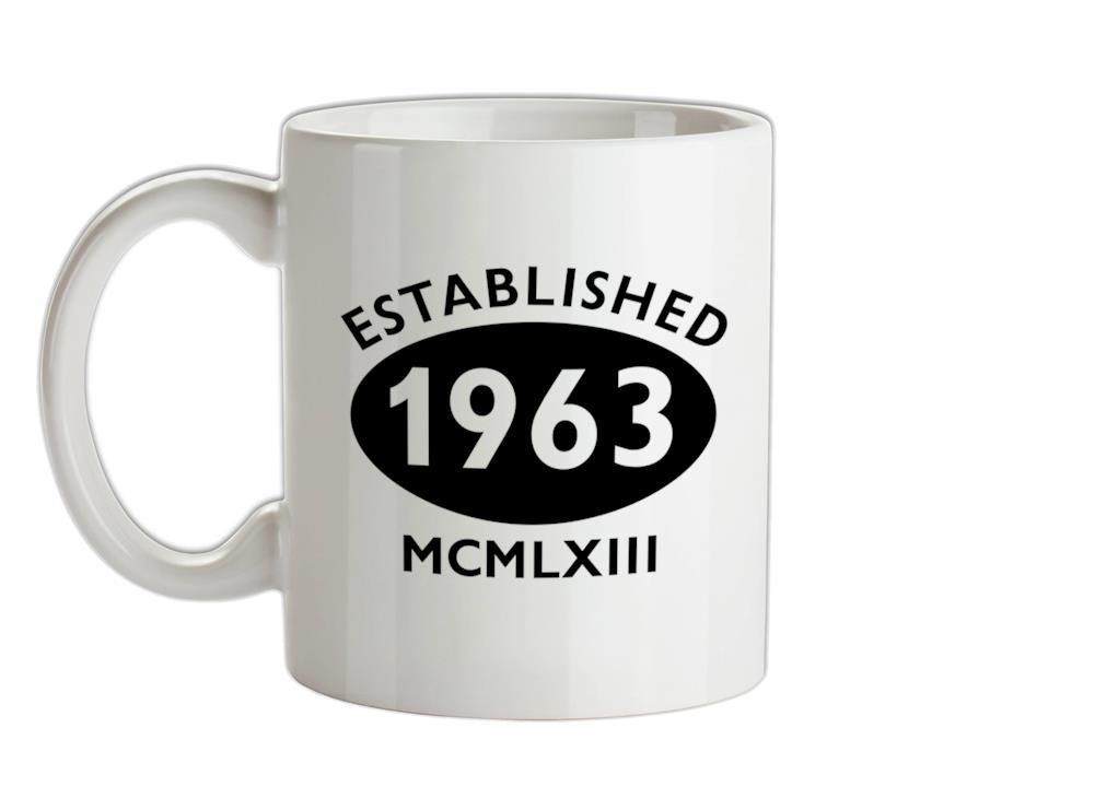 Established Roman Numerals Birthday 1963 Ceramic Mug