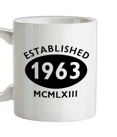 Established Roman Numerals Birthday 1963 Ceramic Mug