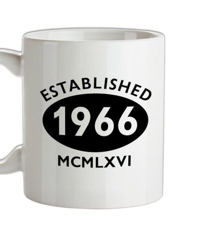 Established Roman Numerals Birthday 1966 Ceramic Mug