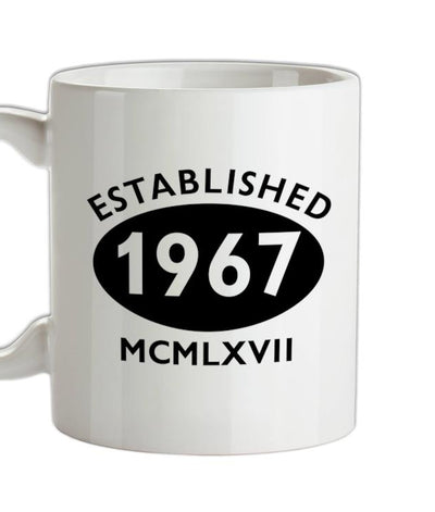 Established Roman Numerals Birthday 1967 Ceramic Mug