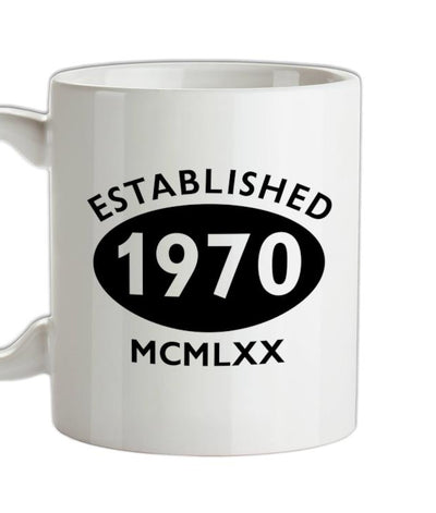 Established Roman Numerals Birthday 1970 Ceramic Mug