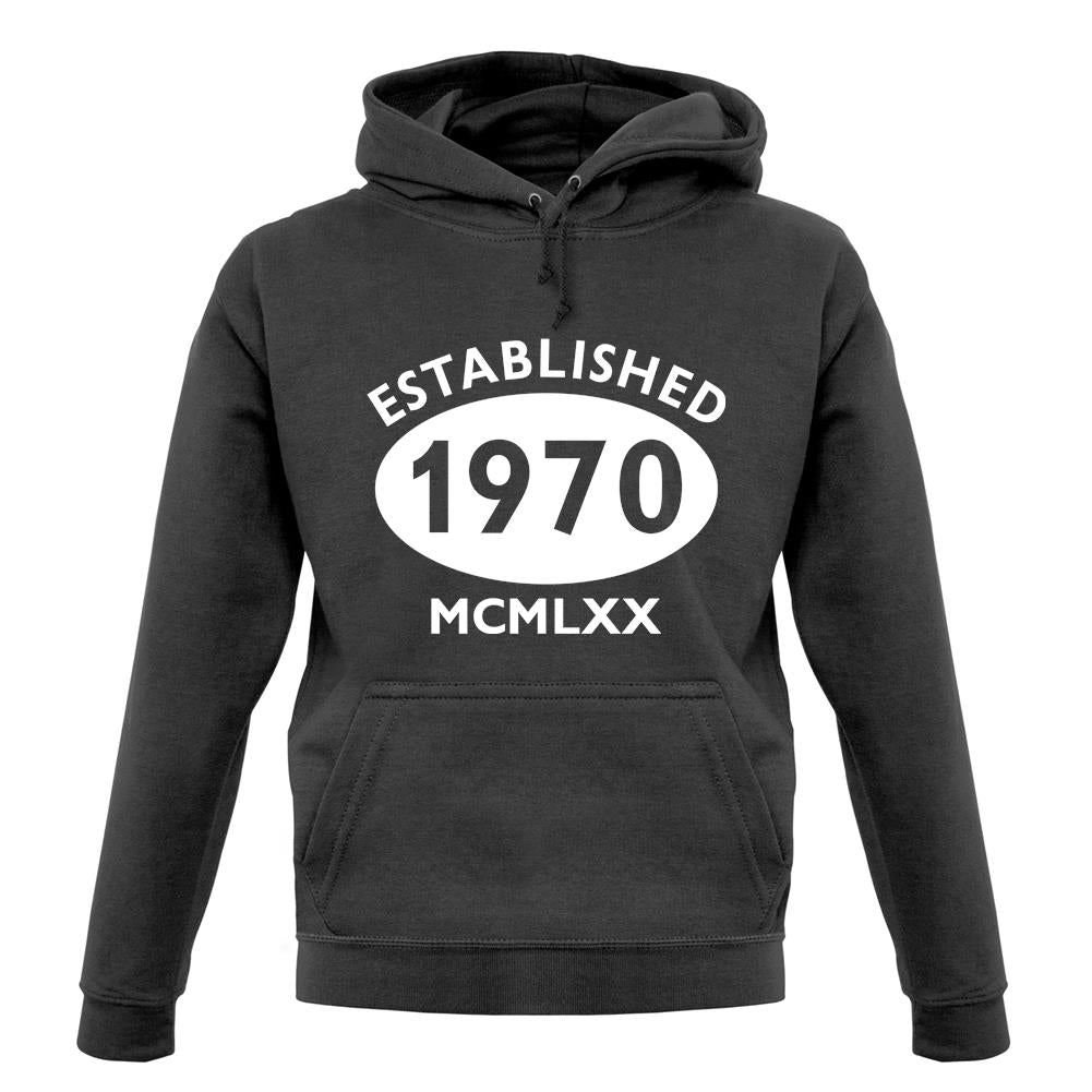 Established 1970 Roman Numerals unisex hoodie