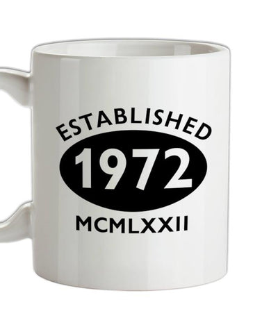 Established Roman Numerals Birthday 1972 Ceramic Mug