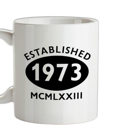 Established Roman Numerals Birthday 1973 Ceramic Mug