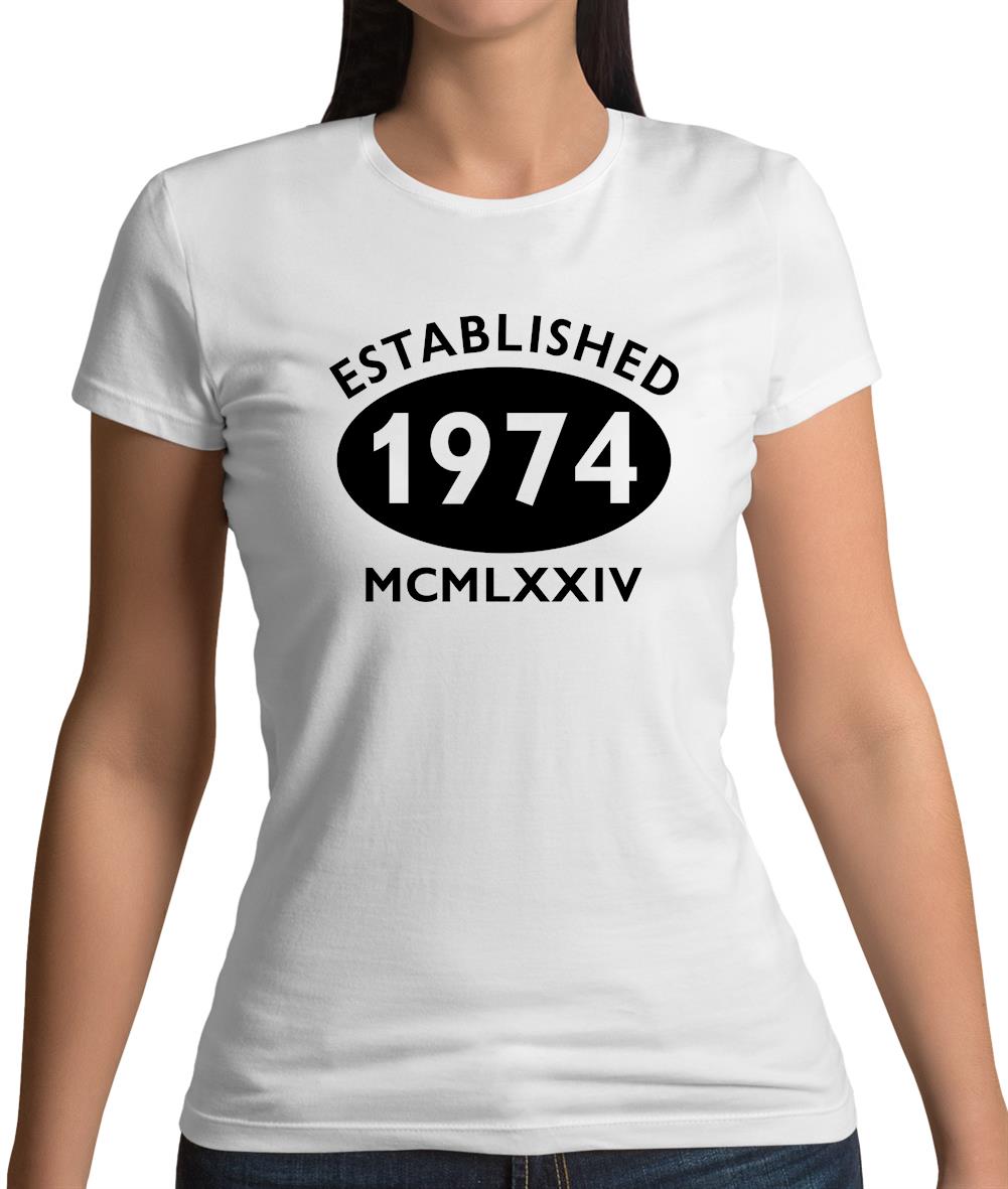 Established 1974 Roman Numerals Womens T-Shirt