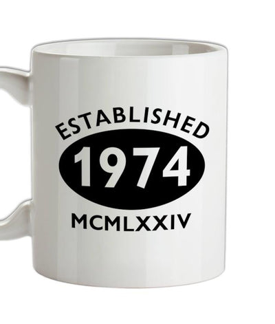 Established Roman Numerals Birthday 1974 Ceramic Mug
