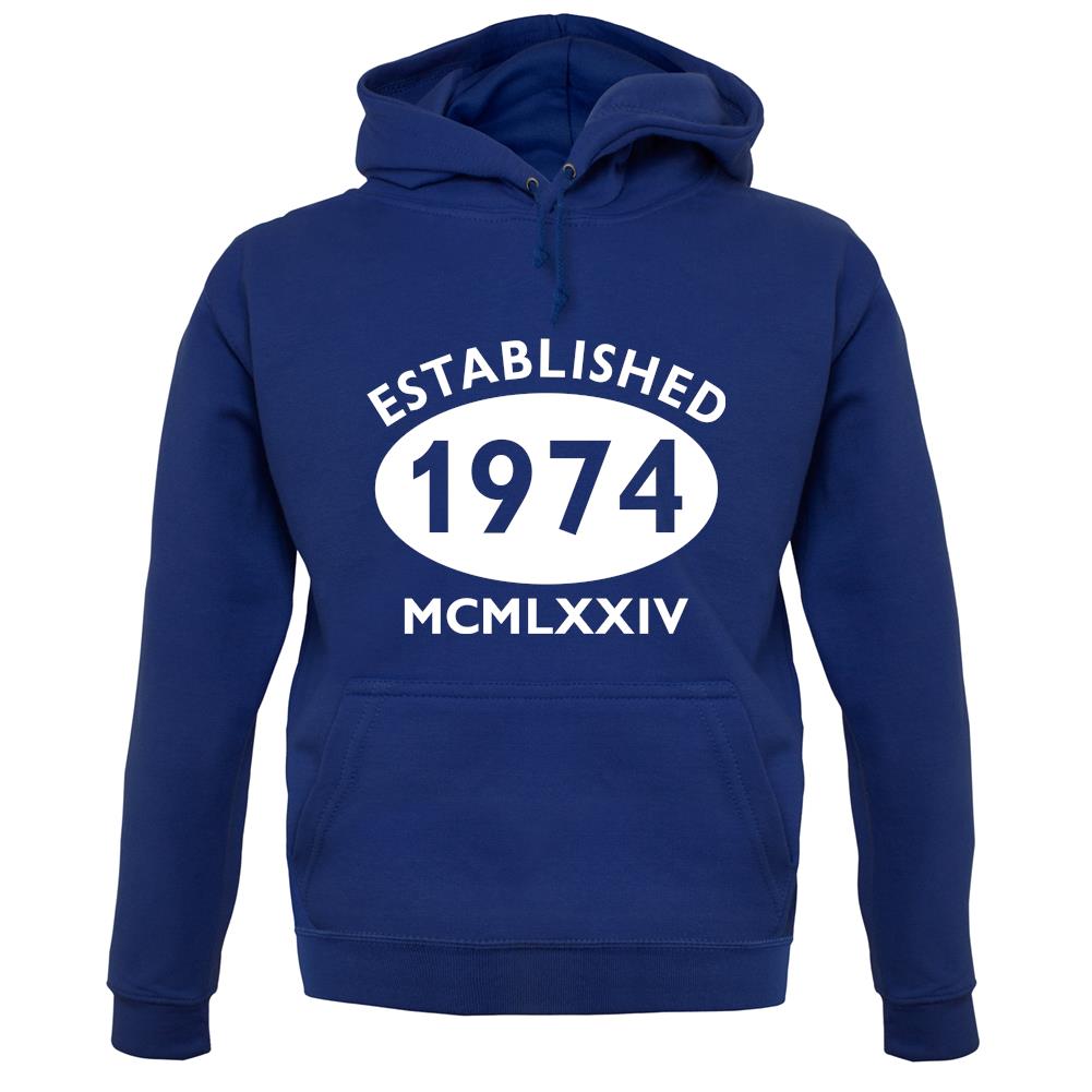 Established 1974 Roman Numerals unisex hoodie