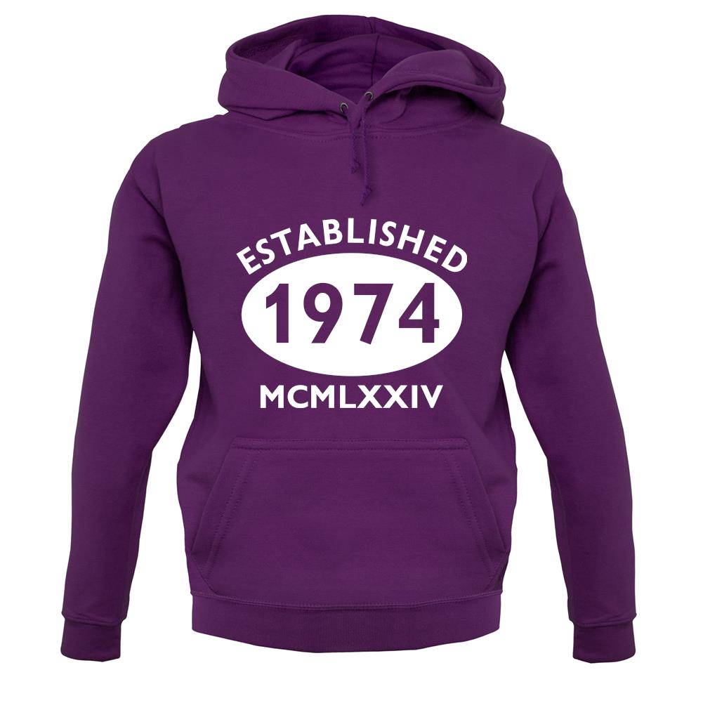 Established 1974 Roman Numerals unisex hoodie