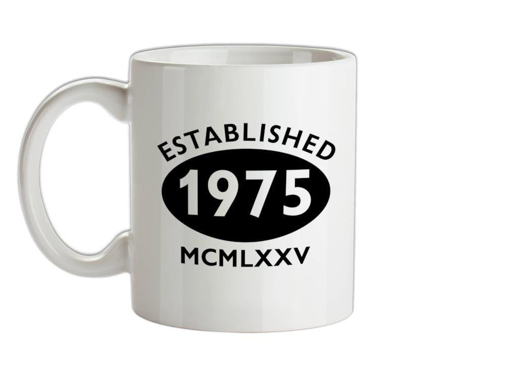 Established 1975 Roman Numerals Ceramic Mug