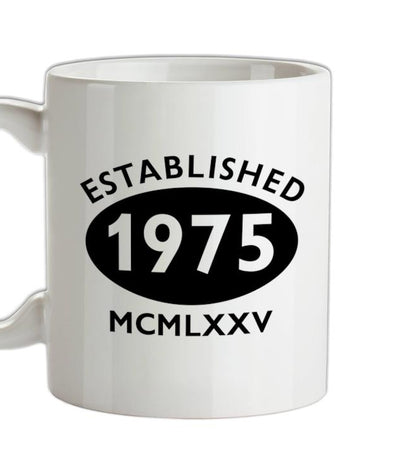 Established 1975 Roman Numerals Ceramic Mug