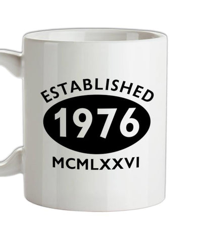 Established Roman Numerals Birthday 1976 Ceramic Mug